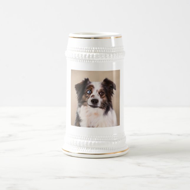 Chope À Bière Australian Shepherd Dog Art Red (Centre)