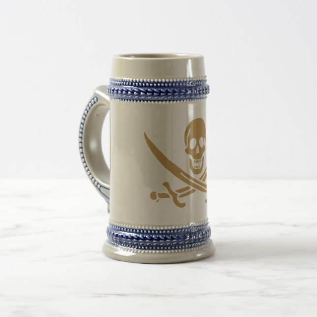 Chope À Bière Aztec Gold Crâne et cutlass Pirate Calico Jack (Devant gauche)