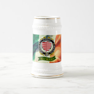 Chope À Bière Barrett Insigne irlandais personnalisé avec drapea