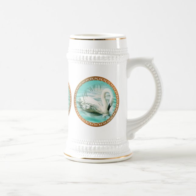 Chope À Bière Beau cygne blanc dans une eau bleu turquoise (Droite)