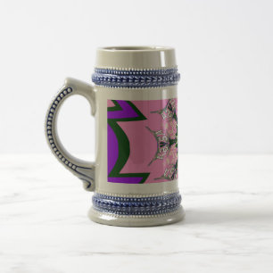 Chope À Bière Beau motif de teinte violet rose bébé monogramme