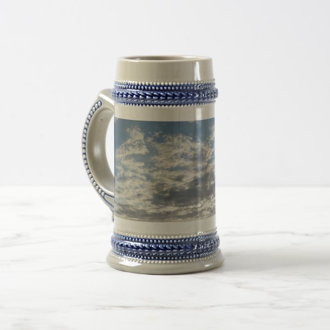 Chope À Bière Beaux nuages Gris/Bleu Stein 22 oz (Devant gauche)