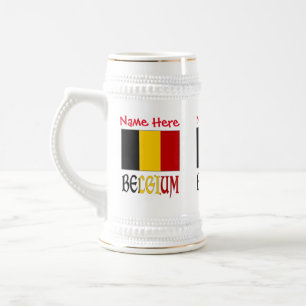 Chope À Bière Belgique Drapeau Rouge Personnalisation