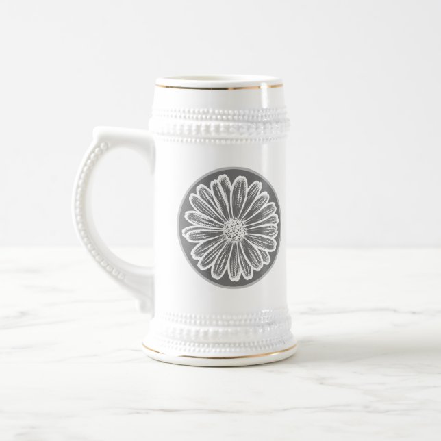 Chope À Bière Belle Fleur de marguerite, Illustration de demi-te (Gauche)