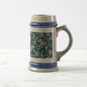 Chope À Bière Belle Floral Fleurs colorées Arrière - plan bleu