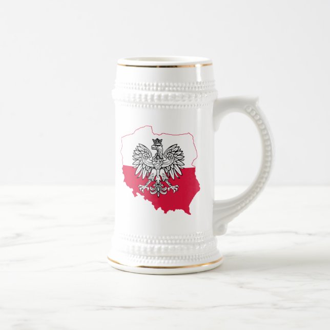 Chope À Bière Bière polonaise Stein de drapeau de carte (Droite)