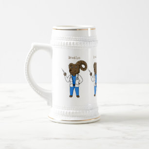 Chope À Bière Bighorn sheep doctor cartoon illustration