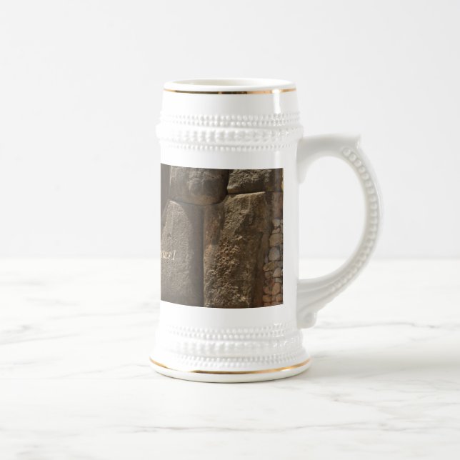 Chope À Bière Blanc/or de Saqsaywaman 650 ml Stein (Droite)