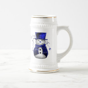 Chope À Bière Blue Christmas Snowman