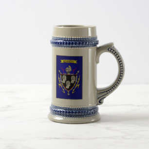 CHOPE À BIÈRE BOUCLIER HÉRALDIQUE ET CREST DE FAMILLE IRLANDAIS
