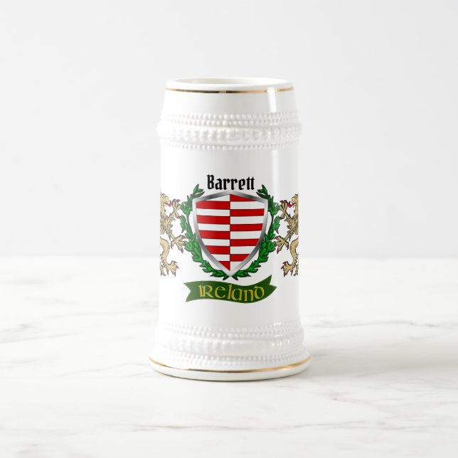Chope À Bière Bouclier irlandais Barrett personnalisé (Centre)