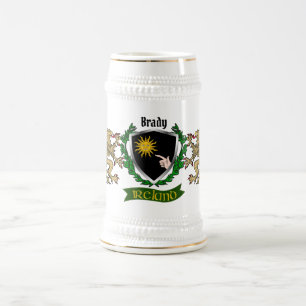 Chope À Bière Bouclier irlandais personnalisé Brady