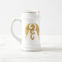 Boug de dragon doré - Style médiéval Bière Stein