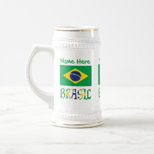 Chope À Bière Brésil Drapeau Brésil Nom Personnalisé