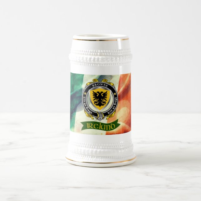Chope À Bière Browne Insigne irlandais personnalisé avec drapeau (Centre)