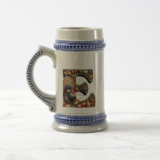 Chope À Bière Cadeau de Thanksgiving avec la lettre E (Gauche)