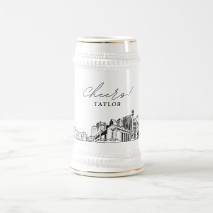 Chope À Bière Cadeau personnalisé Jacksonville Skyline Sketch
