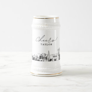 Chope À Bière Cadeau personnalisé Mesa Arizona Skyline Sketch