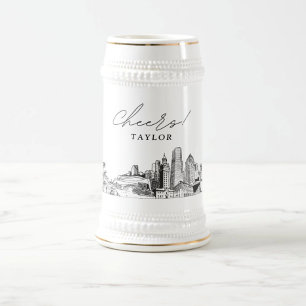 Chope À Bière Cadeau personnalisé Miami Skyline Sketch Bière Ste