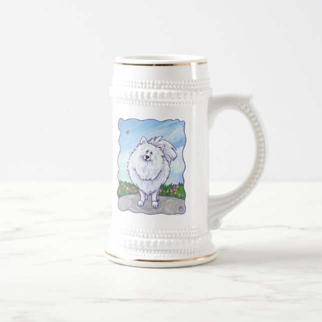 Chope À Bière Cadeaux et accessoires Poméraniens blancs (Droite)