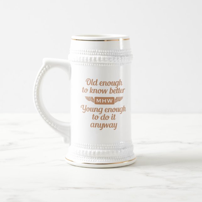 Chope À Bière Camions monogrammes personnalisés "Vieux & Jeunes" (Gauche)