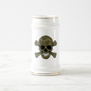 Chope À Bière Camouflage Crâne Et Traverses Stein
