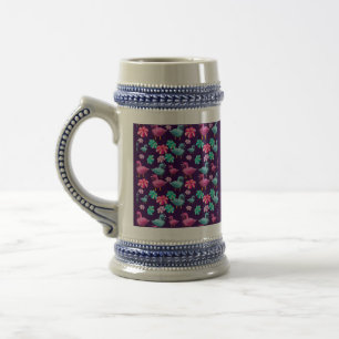 Chope À Bière Canard mignon motif floral Kawaii rose bleu
