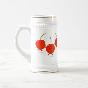 Chope À Bière Caricature de cerises rouges à sauter mûr