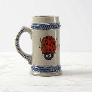 Chope À Bière Caricature de coccinelle rouge joyeux
