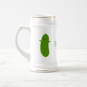 Chope À Bière Caricature de cornichon joyeux personnalisée