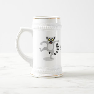 Chope À Bière Caricature de danse lémurienne en anneau mignon