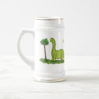 Caricature de dinosaure de brontosaurus vert migno