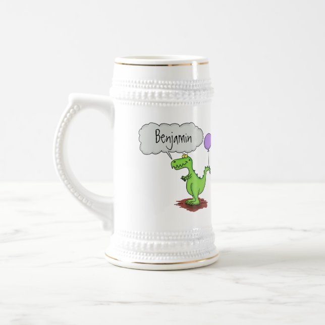 Chope À Bière Caricature de dragon dragon drôle et vert respiran (Gauche)