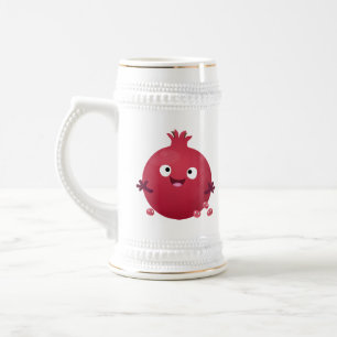 Chope À Bière Caricature de fruits à la grenade joyeux