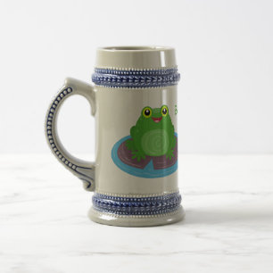 Chope À Bière Caricature de grenouille verte mignonne