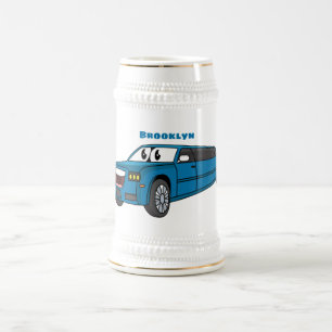 Chope À Bière Caricature de la Limousine bleu mignonne