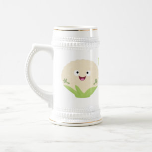 Chope À Bière Caricature de légume de chou-fleur joyeux