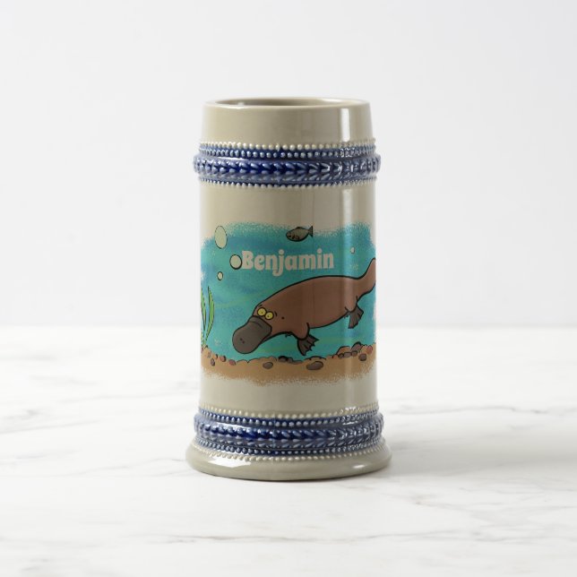 Chope À Bière Caricature de natation de Cute platypus (Centre)