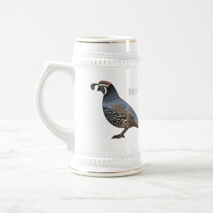 Chope À Bière Caricature d'oiseau de caille de Californie