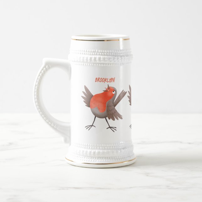 Chope À Bière Caricature d'oiseau rouge chantant mignon (Gauche)