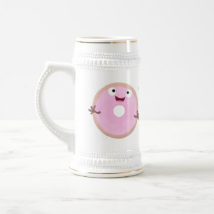 Chope À Bière Caricature joli beignet rose vitré