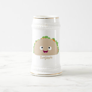 Chope À Bière Caricature joli sourire taco dessin animé