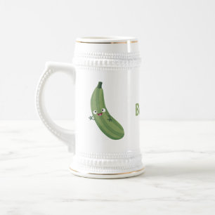 Chope À Bière Caricature joyeux de courgettes mignonnes