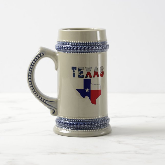 Chope À Bière Carte des drapeaux avec le Texas (Gauche)