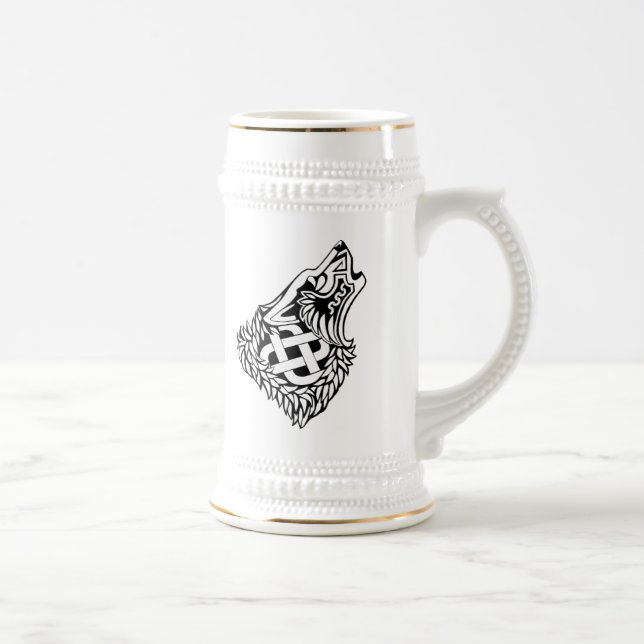Chope À Bière Celtic hurlant Knotwork de loup (Droite)