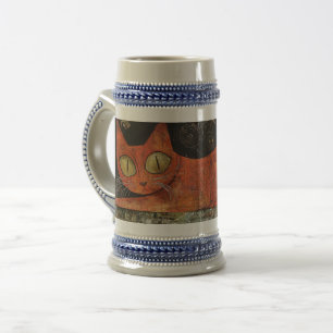 Chope À Bière Chat Folksy Orange