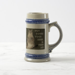 Chope À Bière Chat "METTEZ VOTRE BIÈRE ET NOURRIEZ-MOI" Stein