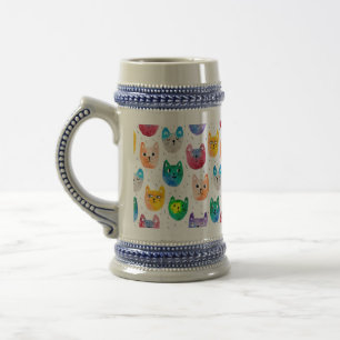Chope À Bière Chats aquarelles et amis