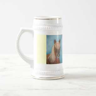 Chope À Bière chestnut mare cheval à crinière blonde équine art