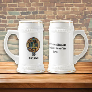 Chope À Bière Cimier du clan MacLellan sur tartan ancien